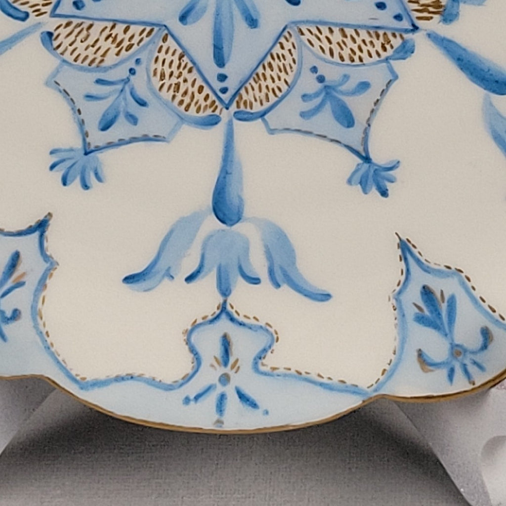 Antique Limoges Elite Hand Painted Blue Gold Art Star Snowflake Plate Signed5