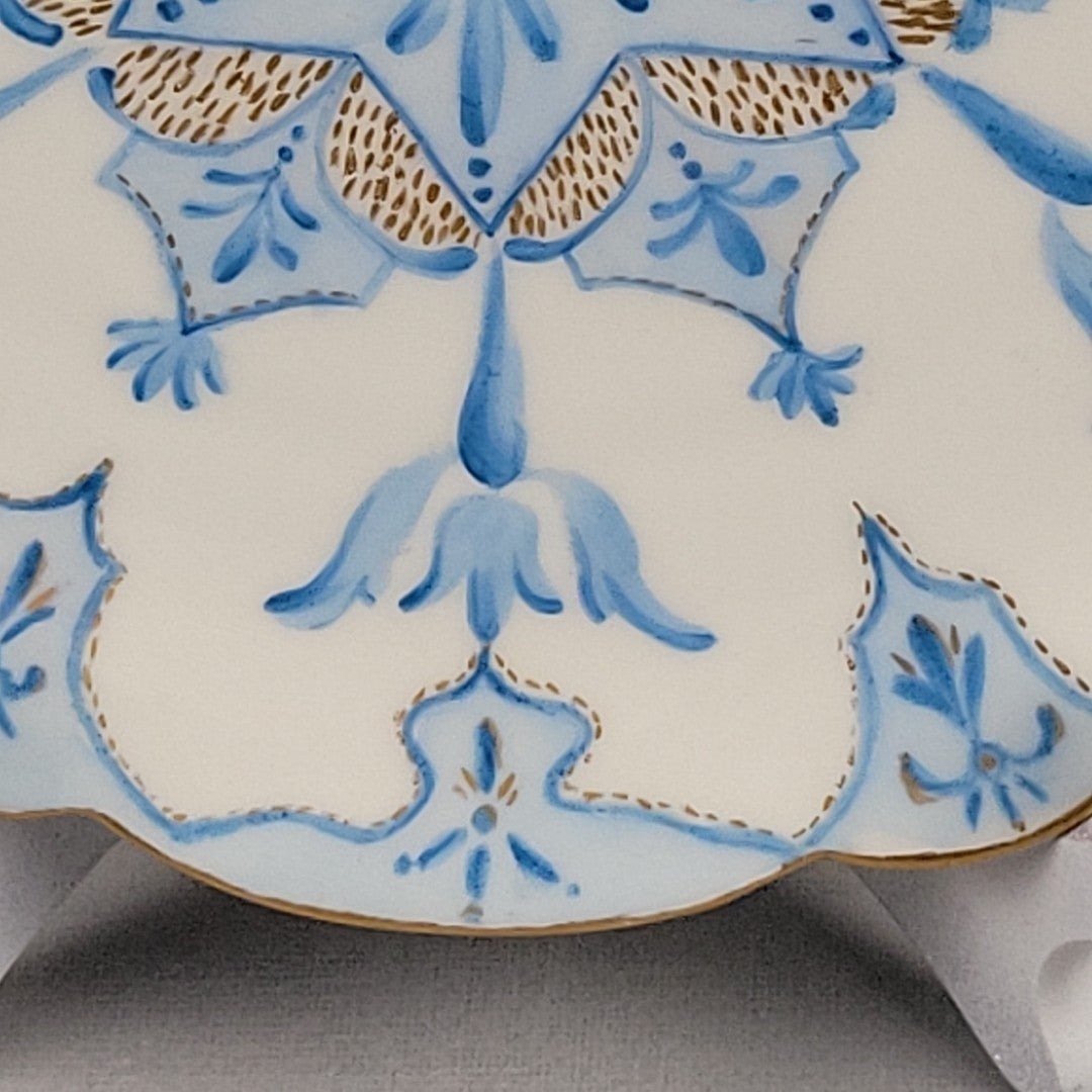 Antique Limoges Elite Hand Painted Blue Gold Art Star Snowflake Plate Signed5