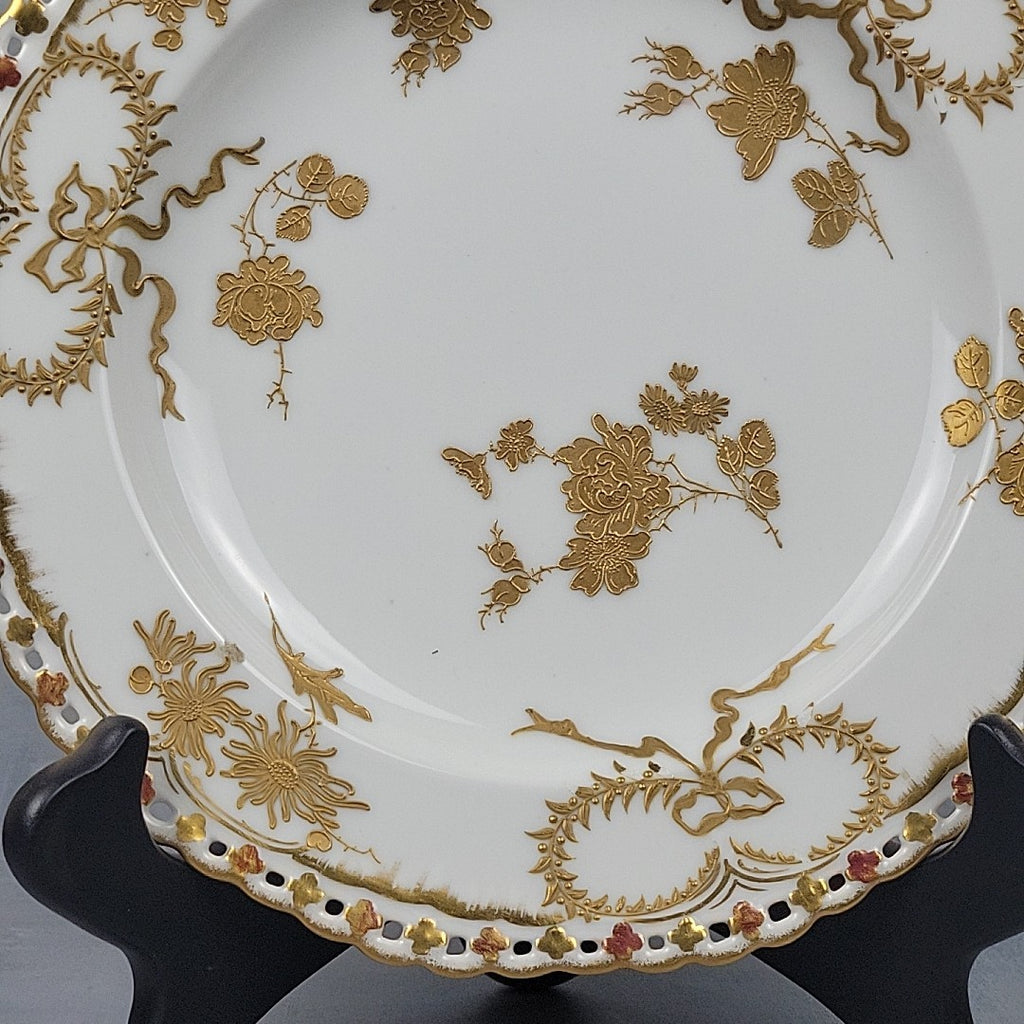 Pairpoint  Limoges Reticulated Gold Floral Gilt Plate c.19007