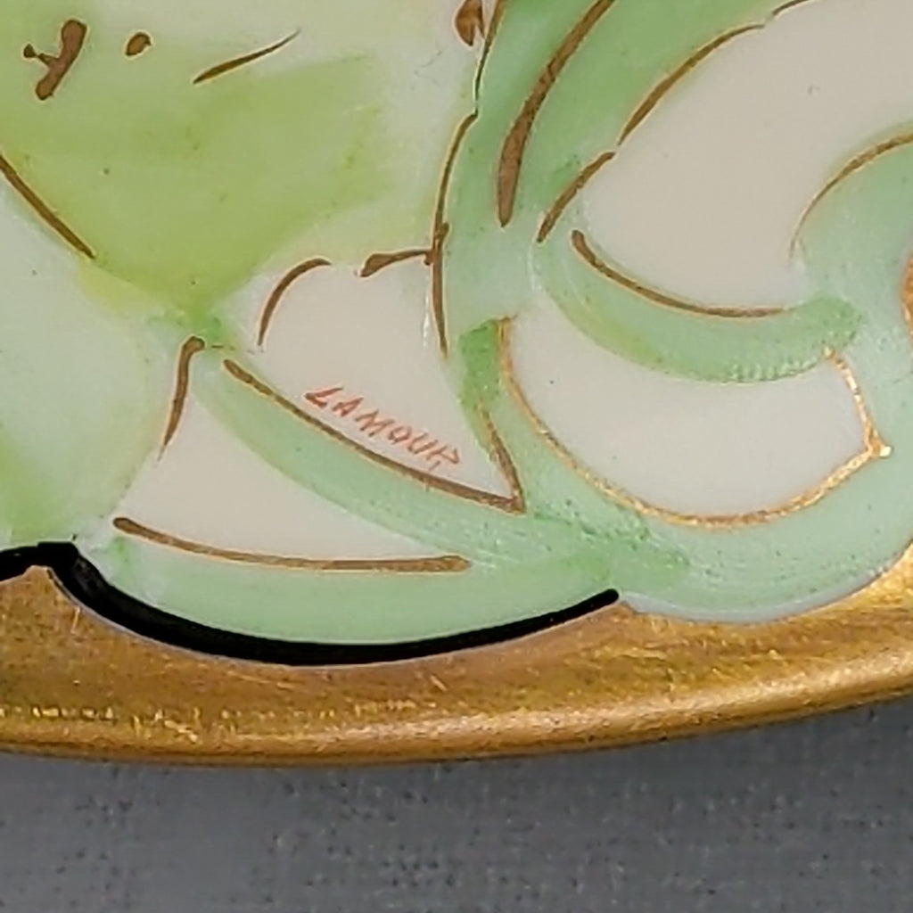 Antique Limoges Coronet France Hand Painted Pink Poppy Plate Signed Lamour 4