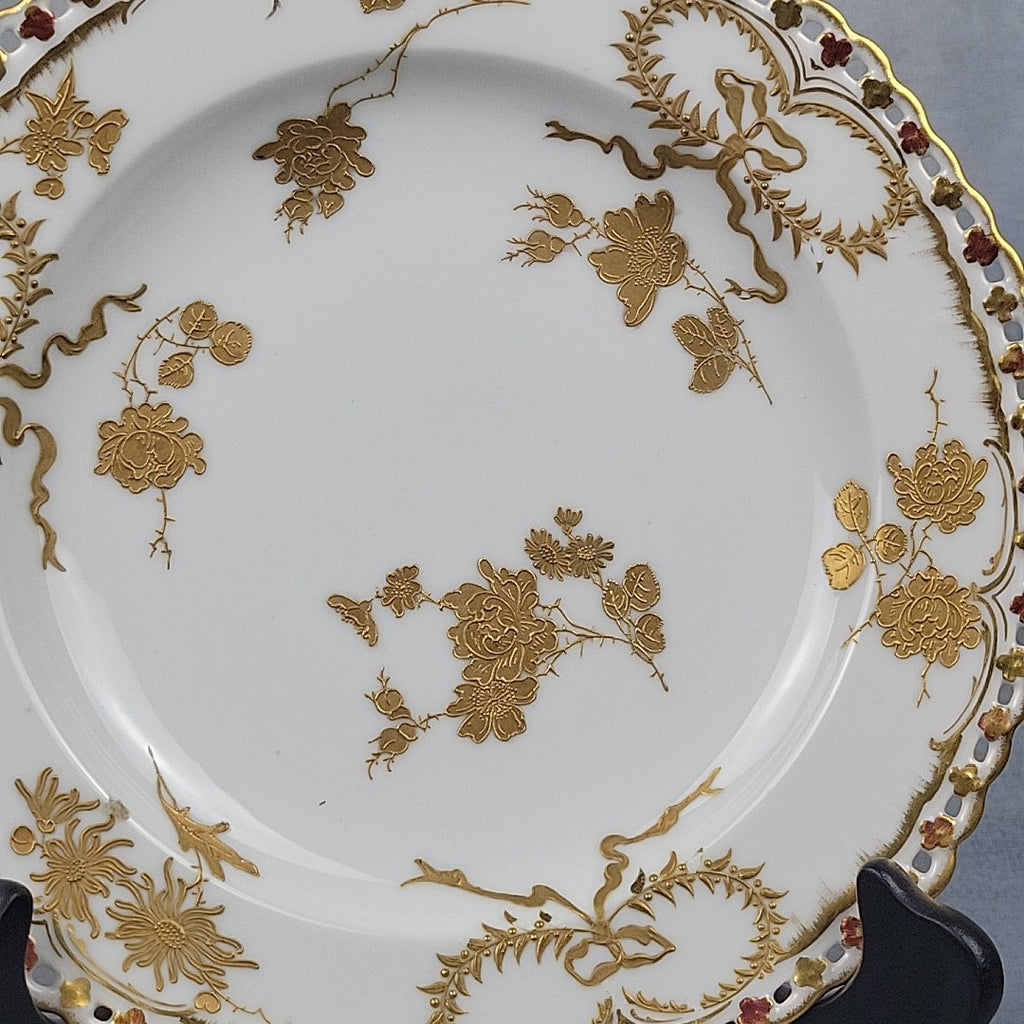 Pairpoint  Limoges Reticulated Gold Floral Gilt Plate c.19006